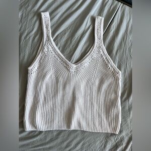 Ribbed Pointelle V Neck Tank